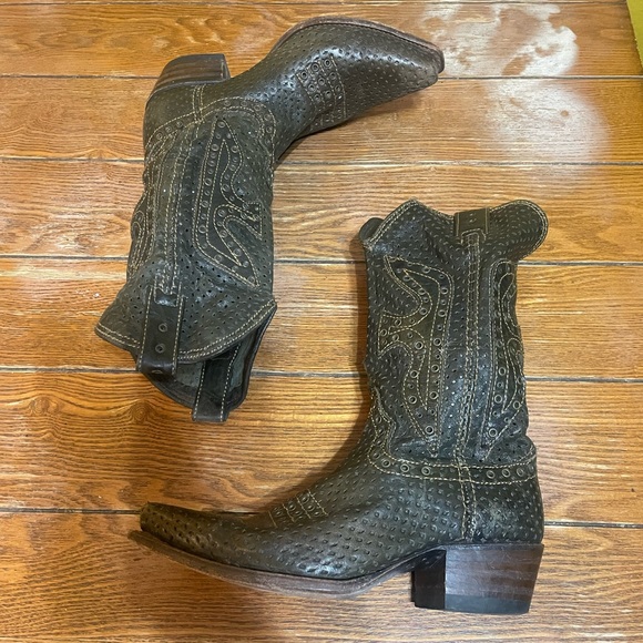 Frye Brown Western Cowboy Heel Boots Goodyear Welt Women's Size 7 - Picture 3 of 11